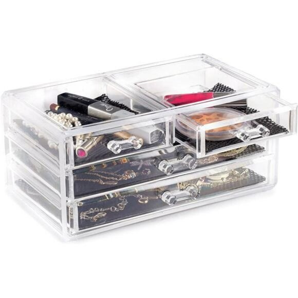 Masirs Clear Makeup Organizer Vanity Storage with Drawers Cosmetic Holder - Picture 5 of 7